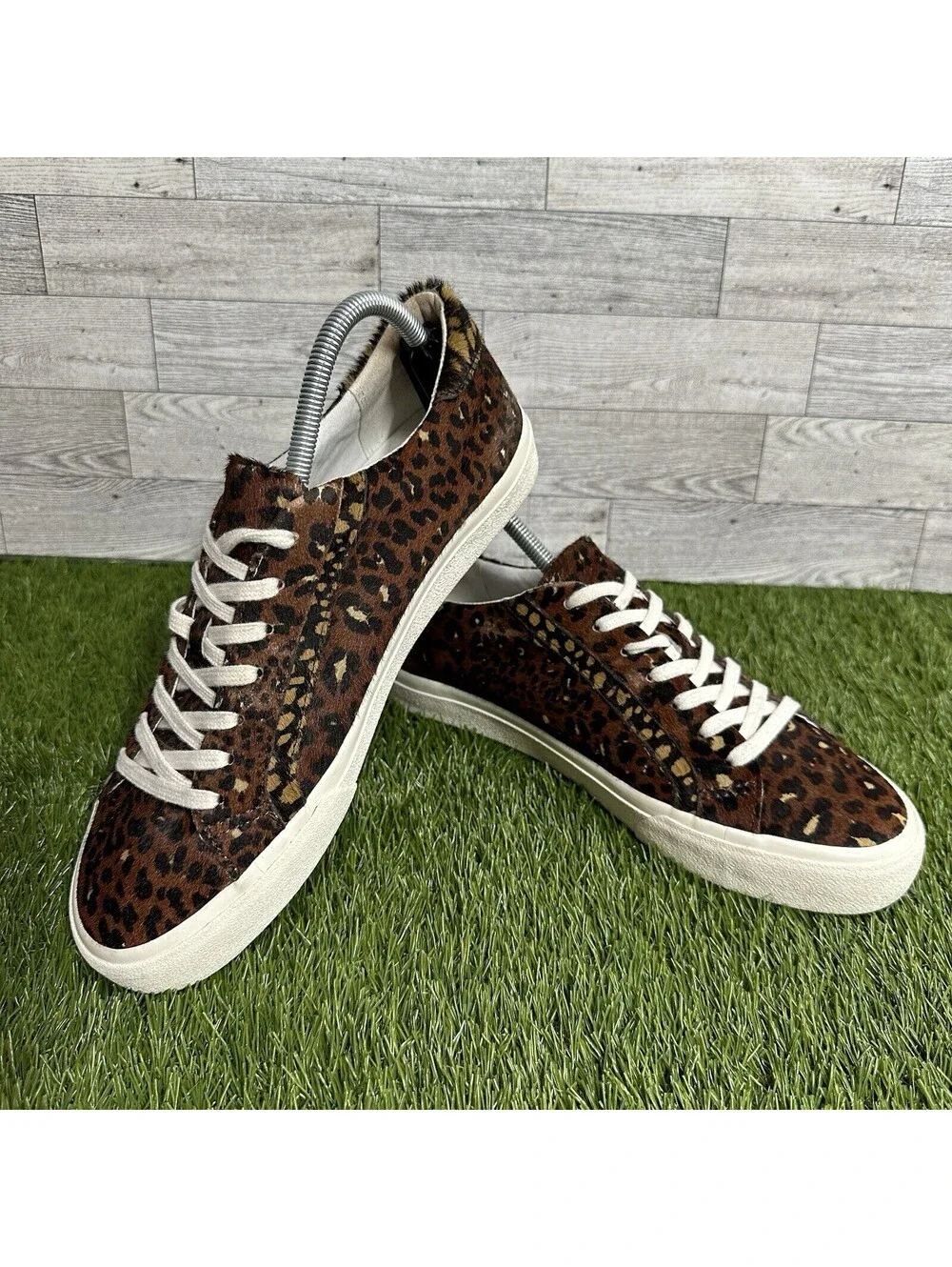 Madewell Womens Lace Up Sneakers Calf Hair Leopard Print Size 10M